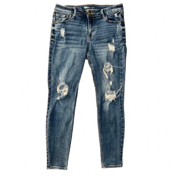 OLD NAVY Rock Star Super Skinny Destroyed Ripped Derelict Blue Denim Jeans - Picture 1 of 5